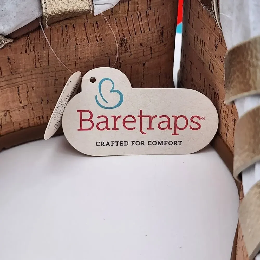 NEW BareTraps Savannah Light Gold Platform Wedge Sandals Women's Size 8M Comfort
